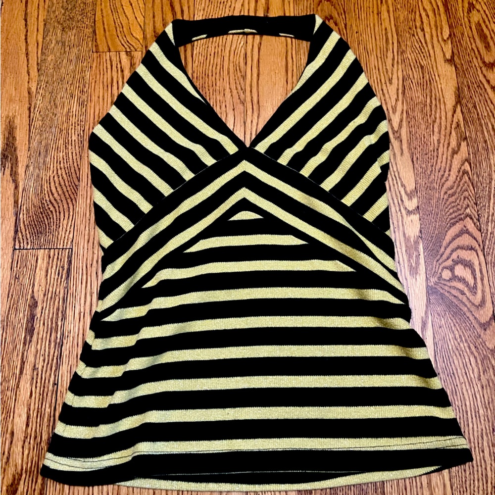 FORNARINA gold and black halter top